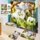 Bathroom Non-Slip Toilet Lid Seat Cover Bath Mat Pedestal Rug Shower Curtain Set