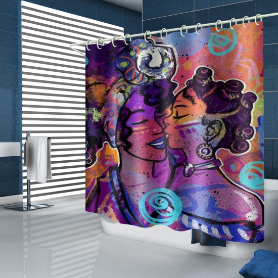 Bathroom Shower Curtain Bath Mat Toilet Cover Rug Decor Set Non Slip Waterproof