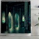 Dark Castle Printed Waterproof Shower Curtain Anti-slip Toilet Mat Carpet Set