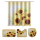 Sunflower Waterproof Shower Curtain Toilet Lid Cover Bathroom Non-slip Mat Set