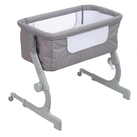 2-in-1 Portable Sideway Baby Crib Height Adjustment Infans Stitching Bed Removable Bed