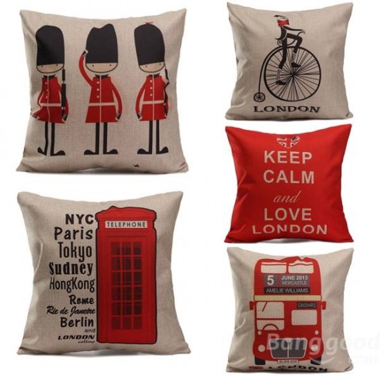 British Style Printed Pillows Cases Home Bedroom Sofa Decor Cushion Cover