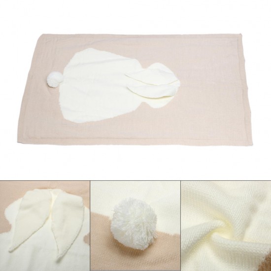 Cute Knitted Rabbit Baby Blankets Infant Soft Warm Wool Swaddle Kids Bath Towel Lovely