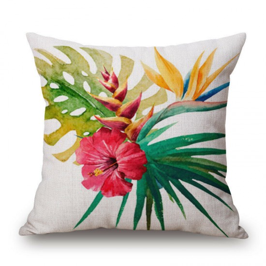 Decorative Throw Pillow Case Fashion Cotton Linen Tropical plant Flowers Grass Cushion Cover