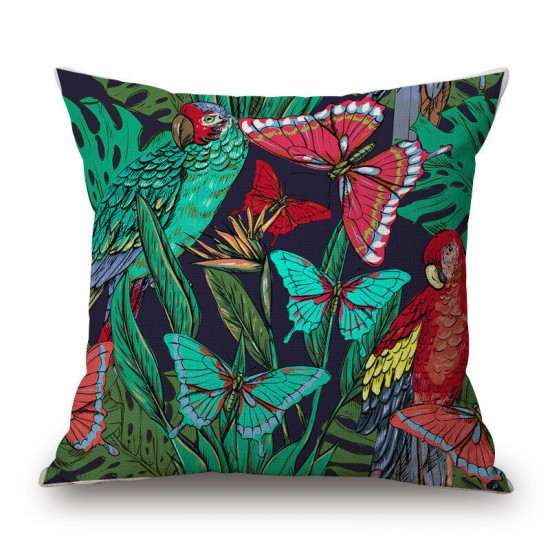 Decorative Throw Pillow Case Fashion Cotton Linen Tropical plant Flowers Grass Cushion Cover