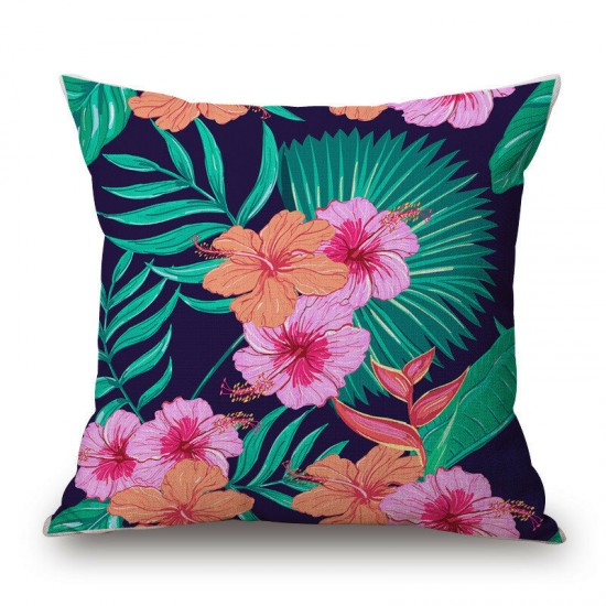 Decorative Throw Pillow Case Fashion Cotton Linen Tropical plant Flowers Grass Cushion Cover