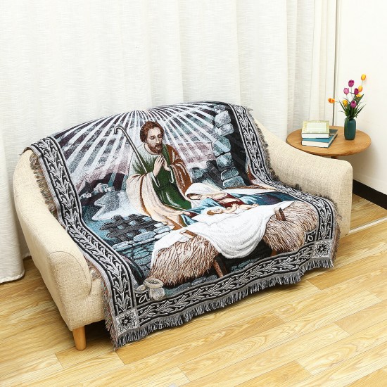 Folding Decorative Blanket Knit Tapestry Prayer Carpet Middle East Sofa Towel for Home Textiles