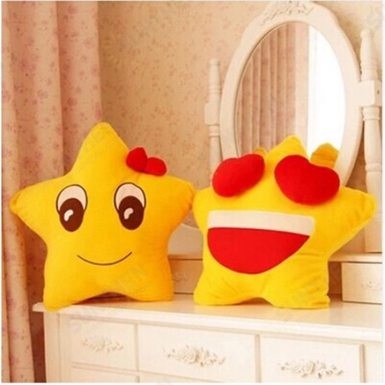 Funny Cute Lovers Yellow Star Throw Pillow Expression Soft Plush Sofa Car Office Cushion