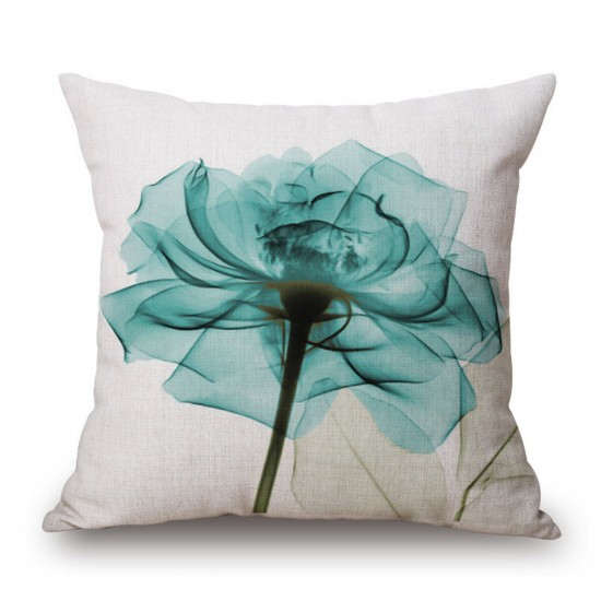 Ink Painting Flowers Cotton Linen Pillow Case Tulips Sofa Cushion Cover 45x45cm