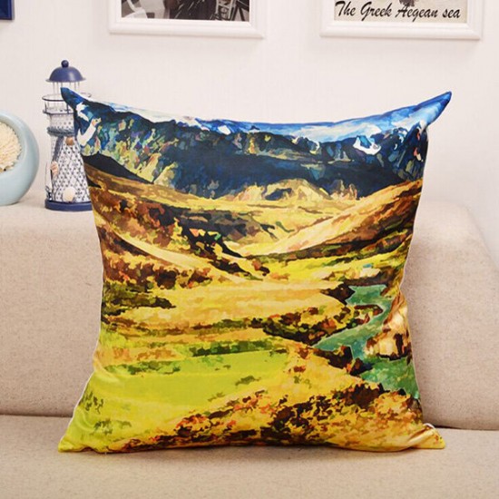 Landscape Oil Painting Throw Pillow Case Soft Sofa Car Office Back Cushion Cover