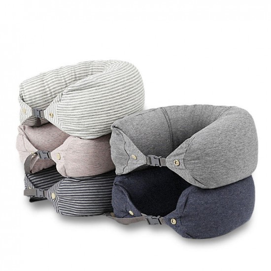 Multi-functional Microparticles Protect Travel Neck Pillow U-shaped with Buckle Soft Pillow