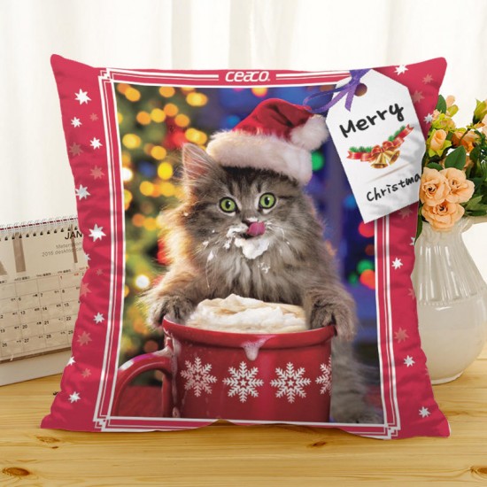 Retro Style Cats Linen Cotton Cushion Cover Home Sofa Art Decor Throw Pillow case