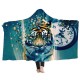 Soft Hooded Blanket Throw Winter Home Sofa Warm Plush Cloak 3D Printing Blankets Home Bedding