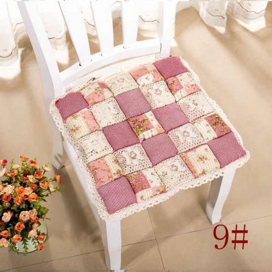 Vintage Country Lace Bread Pastoral Style Printing Flower Cotton Seat Cushion Sit Pad Mat Pillows