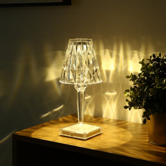 Kartell-Style Crystal Desk Lamp USB Touch Sensor Bar Light Decor Restaurant Table Lamps Romantic Nightlight Fixture Bed Lamp
