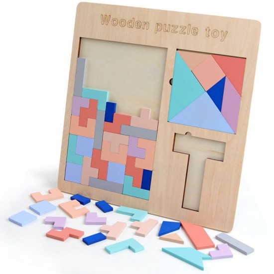 Baby Wooden Tetris Puzzles Toys Kids Children Toddlers Educational Preschool Game Blocks Toys