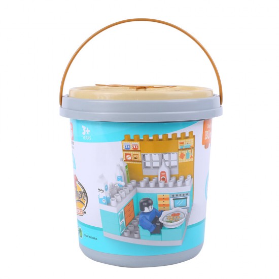 HJ-35001A 31PCS Kitchen Series Clock Bucket DIY Assembly Blocks Toys for Children Gift