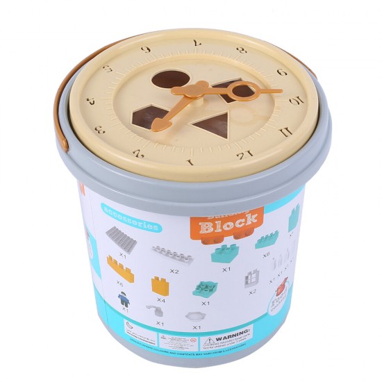 HJ-35001A 31PCS Kitchen Series Clock Bucket DIY Assembly Blocks Toys for Children Gift