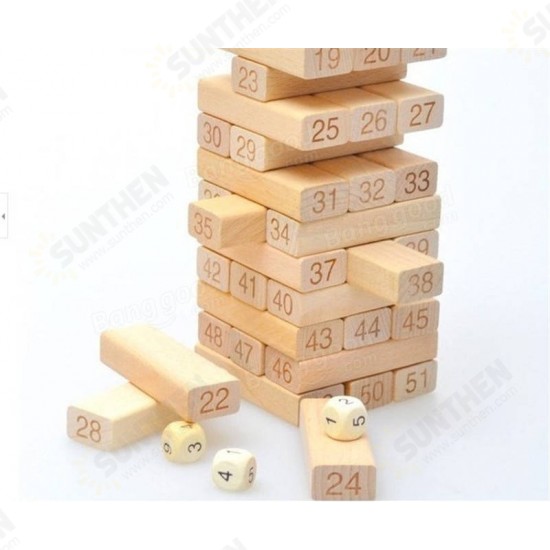 Wooden Tower Building Blocks Toy Domino 54 Stacker Extract Game Kids Educational Christmas Gifts