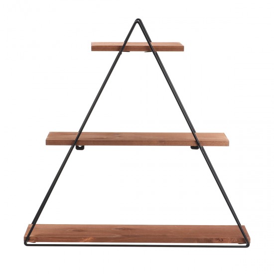 3-Tier Triangular Wall Mounted Shelf Floating Shelves Metal Display Rack Home Hanging Stand Decor For Living Room Office Bedroom