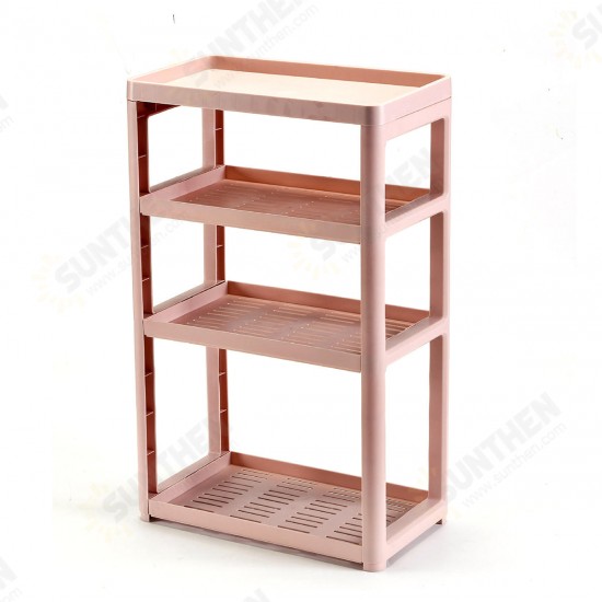 3/4 Layers Multi-use Storage Shelf Simple Floor Standing Storage Rack Living Room Bathroom Kitchen Rack Bookshelf Display Stand Compartment Shelf