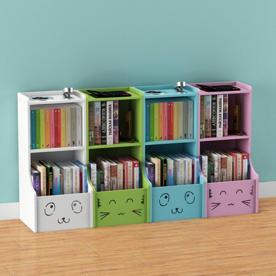 Bookshelf Picture Book Bookcase Floor Storage Rack Smile Cartoon 80cm for Living Room Children's