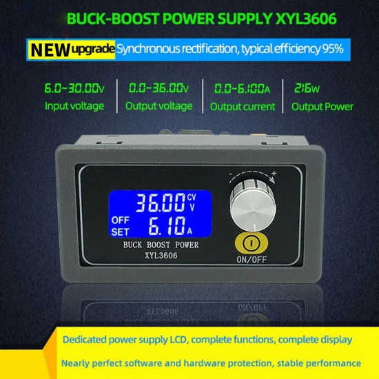 XYL3606 CNC DC Stabilized Step Up Step Down Power Supply Constant Voltage Constant Current 36V 6A Automatic Buck-boost Module with/without Shell