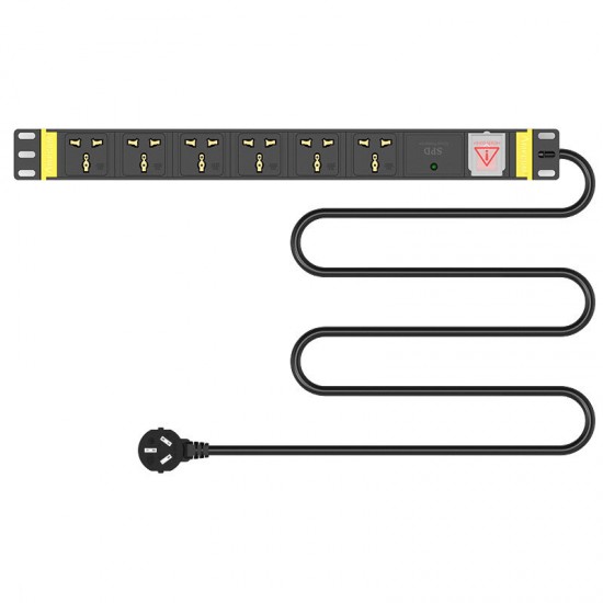 PDU Cabinet Power Socket 6-bit 10A Switch + Flashing Protection Multi-purpose Hole 3 Meters