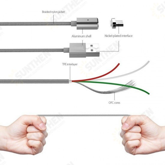 Magnetic USB to Micro USB Cable Fast Charging Data Transmission Cord Line 1m long For Samsung For Xiaom