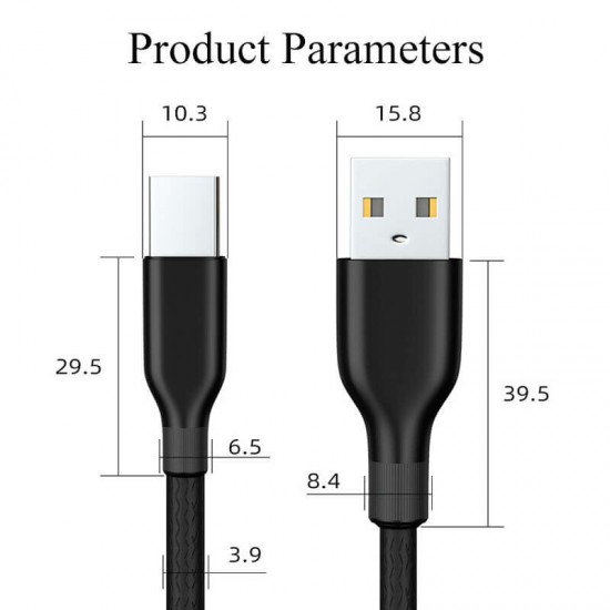 PVC 3A Micro USB Type-C Fast Charging Data Cable for Samsung Galaxy S21 Note S20 ultra Huawei Mate40 P50 OnePlus 9 Pro