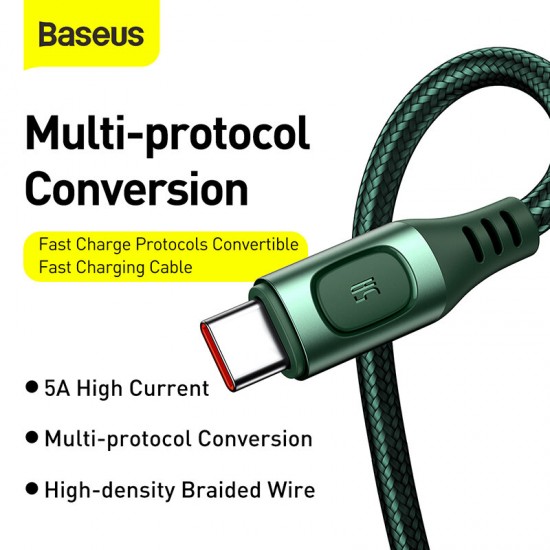 5A USB Type-C Cable Multi-protocol Conversion Support QC3.0 PD3.0 SCP FCP AFC Protocol Fast Charge Braided Nylon Data Transfer Cable