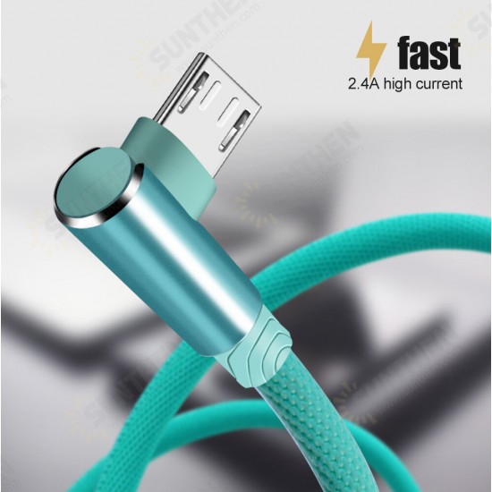 USB-C/Micro USB/Apple to USB-A Cable 90° Double Elbow Game Fast Charging Data Transmission Cable 1m/2m For iPhone Samsung iPad MacBook Air Mi10 Huawei