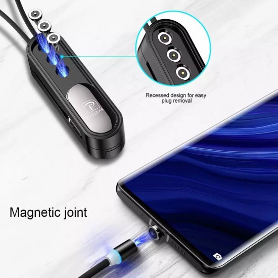 3in1 Mini Keychain Magnetic Micro USB Type-C Fast Charging Cable for Samsung Galaxy S21 ultra Huawei Mate40 P50 OnePlus 9 Pro OPPO iPhone 12 Pro Max