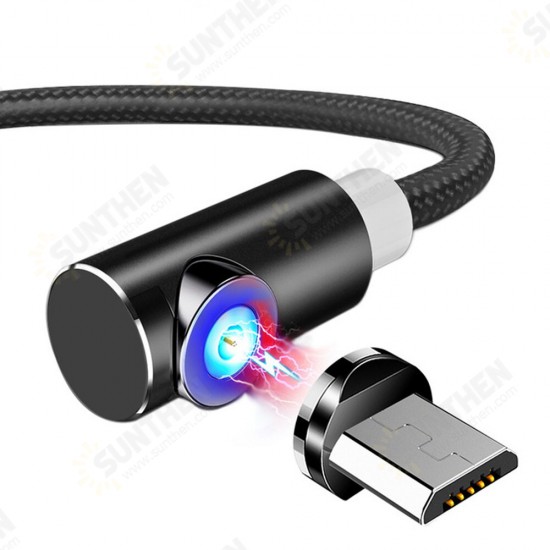 2.4A Micro USB 360 Degree Elbow Magnetic LED Indicator Fast Charging Data Cable For HUAWEI OPPO VIVO