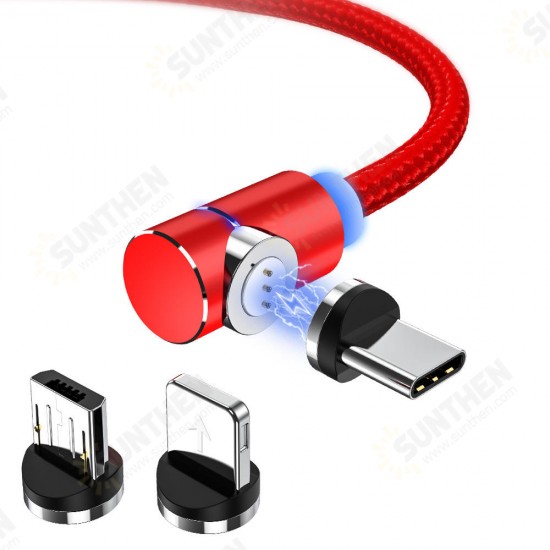 3A Type C Micro USB 90 Degree Fast Charging Magnetic Data Cable For Huawei P30 Pro Mate 30 Mi9 7A 6Pro S10+