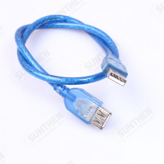 Transparent Blue USB 2.0 Type A Female to A Male Extension Cable