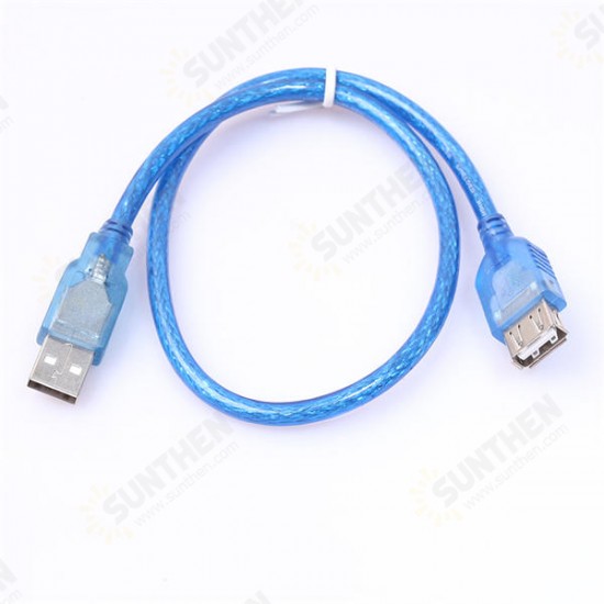 Transparent Blue USB 2.0 Type A Female to A Male Extension Cable