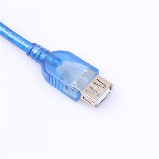 Transparent Blue USB 2.0 Type A Female to A Male Extension Cable