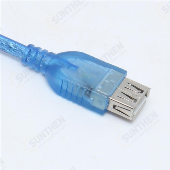 Transparent Blue USB 2.0 Type A Female to A Male Extension Cable