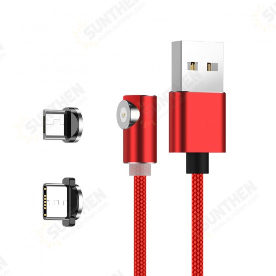 LED 90 Degree Rotatable Magnetic 2.4A Light Indicator Nylon 1M Type-C Fast Charging Data Cable for Samsung S10+ 9T Note8 HUAWEI P30Pro