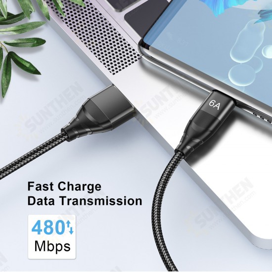 66W USB-C to USB-A Cable QC3.0 Fast Charging Data Transmission Cable 1m/2m Samsung iPad MacBook AirHuawei P50 Pro