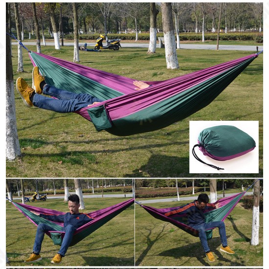 Outdoor Camping Hammock Parachute Cloth Lightweight Nylon Portable Hammock For 1-2 People 260 x 140CM