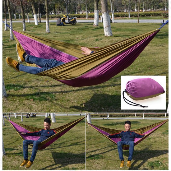 Outdoor Camping Hammock Parachute Cloth Lightweight Nylon Portable Hammock For 1-2 People 260 x 140CM