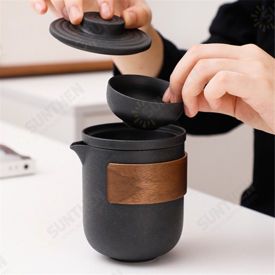 180ml/300ml Ceramic Teapot Set Portable Kung Fu Tea Drinkware 2/4 Cups Set Bag Outdoor Travel Office