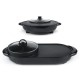 220V Electric Multi Cooker 2-IN-1 Hot Pot BBQ Oven Smokeless Non Stick Barbecue Roasting Baking Plate