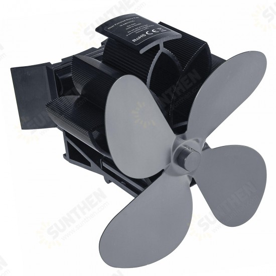 4 Blades Stove Fan Quiet 1500RPM Heat Self-Powered Fan Magnetic Fireplace Fan Wood Burner Fan