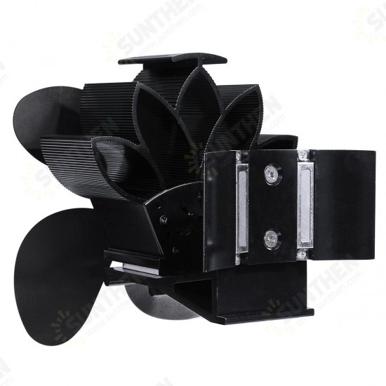 4 Blades Stove Fan Quiet 1500RPM Heat Self-Powered Fan Magnetic Fireplace Fan Wood Burner Fan