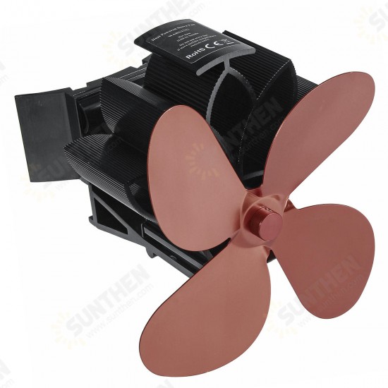 4 Blades Stove Fan Quiet 1500RPM Heat Self-Powered Fan Magnetic Fireplace Fan Wood Burner Fan