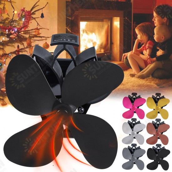 4 Blades Stove Fan Quiet 1500RPM Heat Self-Powered Fan Magnetic Fireplace Fan Wood Burner Fan