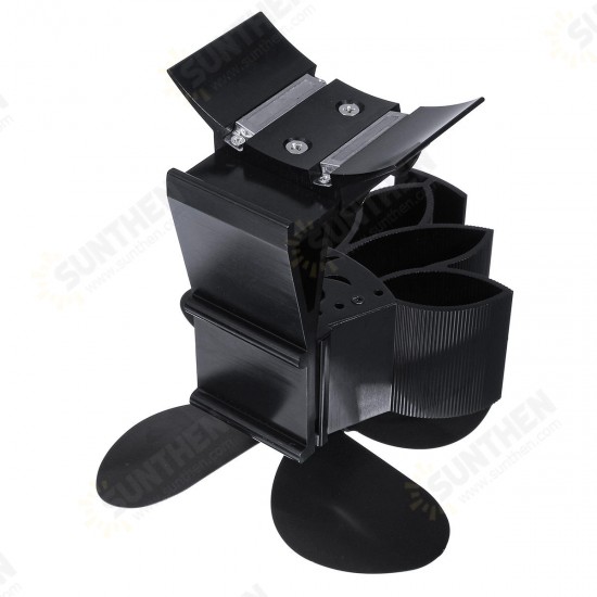 4 Blades Stove Fan Quiet 1500RPM Heat Self-Powered Fan Magnetic Fireplace Fan Wood Burner Fan